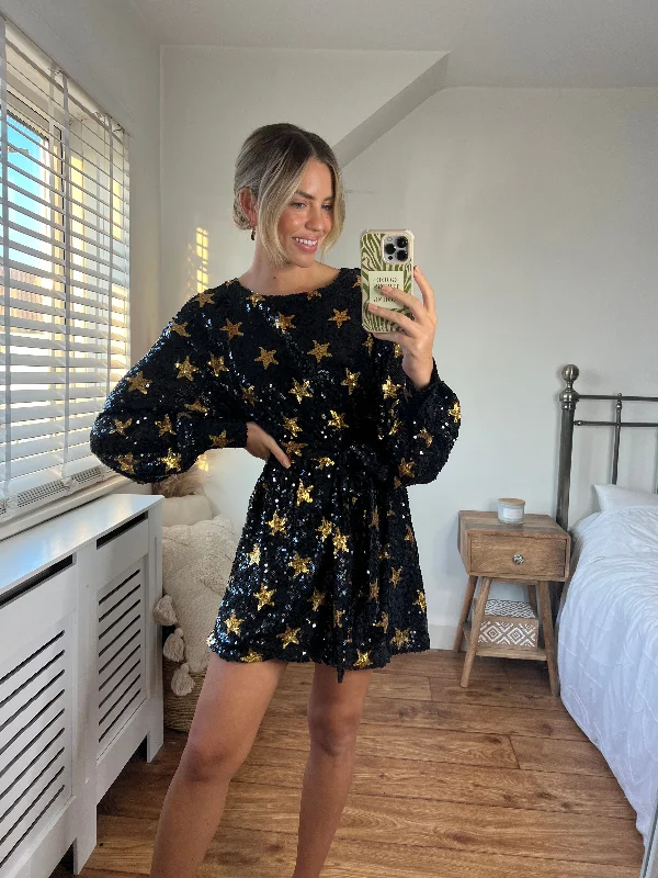 Mini dresses with bow accents for a sweet lookSkylar Balloon Sleeve Mini Dress / Star Sequin Mini dresses with bow accents for a sweet lookSkylar Balloon Sleeve Mini Dress / Star Sequin