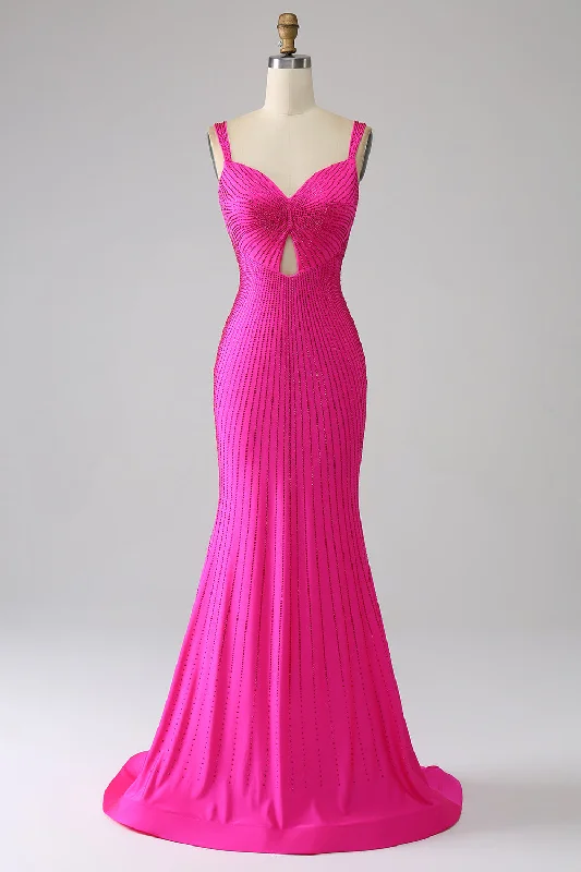 Cocktail dresses with a gathered skirt and a button - down frontSparkly Mermaid Hot Pink Prom Dress with Hollow-out Cocktail dresses with a gathered skirt and a button - down frontSparkly Mermaid Hot Pink Prom Dress with Hollow-out