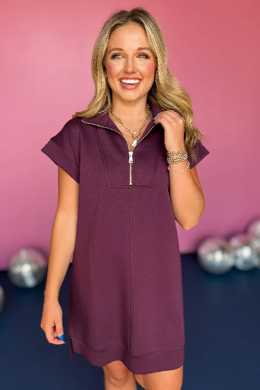 SSYS The Taylor Air 3/4 Zip Dress In Plum