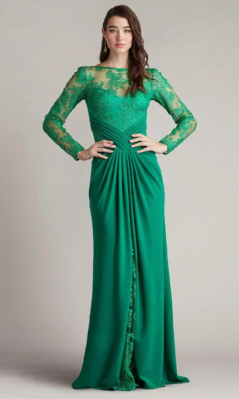 Wedding guest dresses with empire waists and tulle skirtsTadashi Shoji CDV24342L - Embroidered Long Sleeve Evening Gown