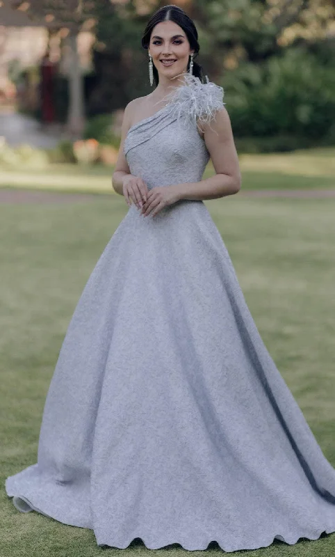 Tea - length wedding guest dresses with polka dot patternsTerani Couture 232E1225 - Feathered Strap Jacquard Ballgown Tea - length wedding guest dresses with polka dot patternsTerani Couture 232E1225 - Feathered Strap Jacquard Ballgown