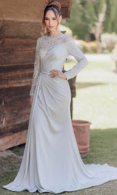 Wedding guest dresses with cold - shoulder designs and solid colorsTerani Couture 232E1335 - Embellished Long Sleeve Evening Dress Wedding guest dresses with cold - shoulder designs and solid colorsTerani Couture 232E1335 - Embellished Long Sleeve Evening Dress
