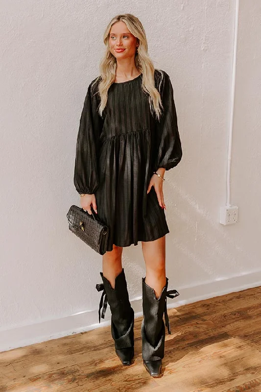 Polyester mini dresses for easy careVermont Stroll Stripe Mini Dress in Black