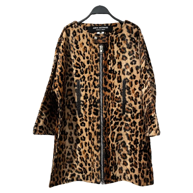 Women's cropped leather coats with silver studs for an edgy lookJUNYA WATANABE COMME des GARCONS/Coat/S/Brown/Rayon/Animal Pattern/JT-J051 Women's cropped leather coats with silver studs for an edgy lookJUNYA WATANABE COMME des GARCONS/Coat/S/Brown/Rayon/Animal Pattern/JT-J051