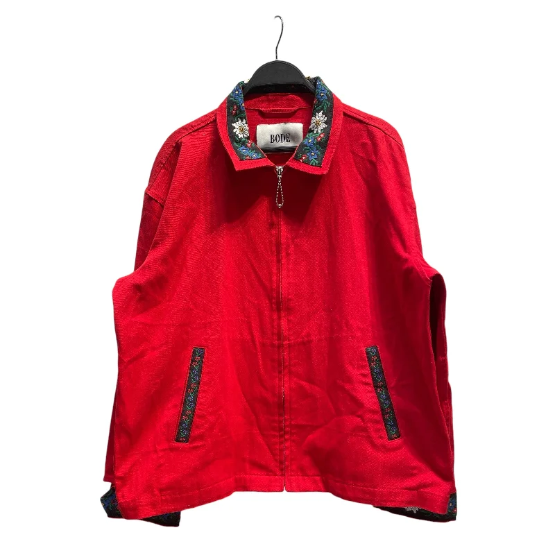 Women's knee - length wool blend coats with a fur collar for added warmthBODE/Jacket/S/RED/bode rd jacket floaral sleeve Women's knee - length wool blend coats with a fur collar for added warmthBODE/Jacket/S/RED/bode rd jacket floaral sleeve