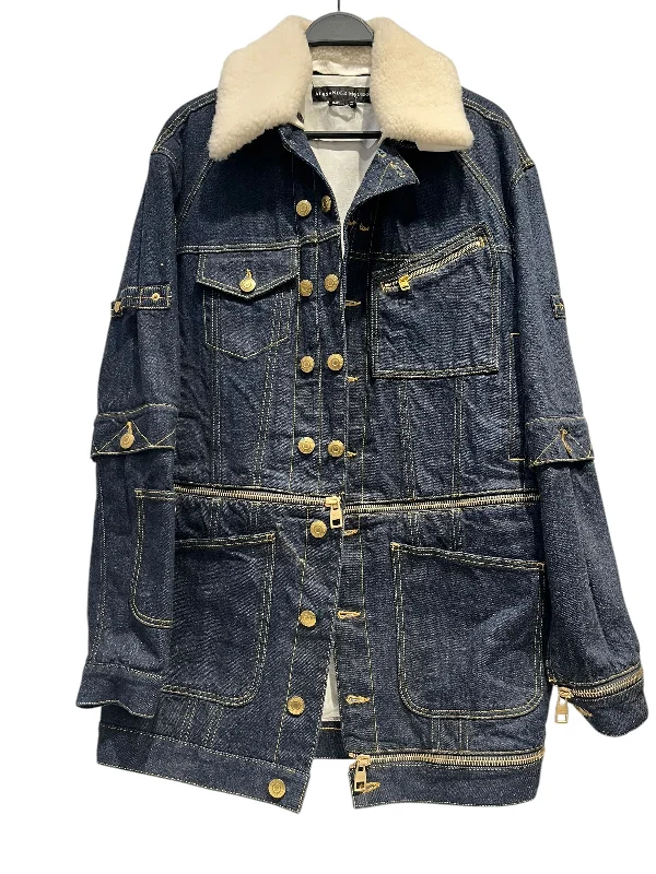 Long women's mac coats in a lightweight fabric for spring showersAlexander McQueen/Denim Jkt/46/Denim/NVY/Fur collar Long women's mac coats in a lightweight fabric for spring showersAlexander McQueen/Denim Jkt/46/Denim/NVY/Fur collar