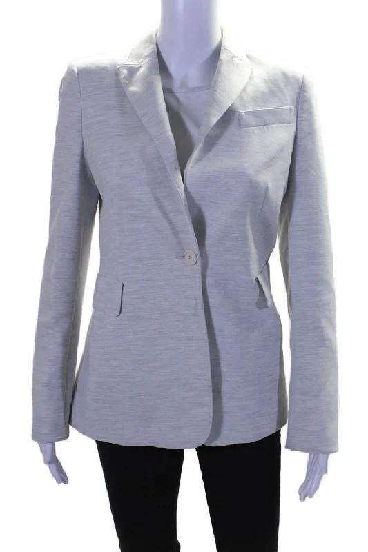 Women's pea coats with brass buttons for a nautical - inspired styleAkris Punto Womens Collared Long Sleeve Button Up Blazer Jacket Gray Women's pea coats with brass buttons for a nautical - inspired styleAkris Punto Womens Collared Long Sleeve Button Up Blazer Jacket Gray