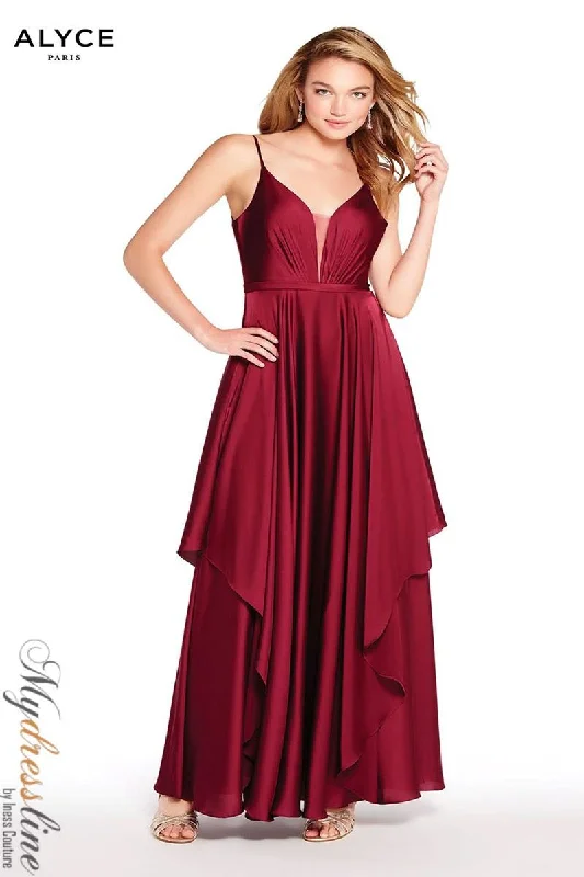 Prom dresses with tiered lace skirts and off - the - shoulder necklines for a feminine and elegant formal affairAlyce 60091 Prom dresses with tiered lace skirts and off - the - shoulder necklines for a feminine and elegant formal affairAlyce 60091
