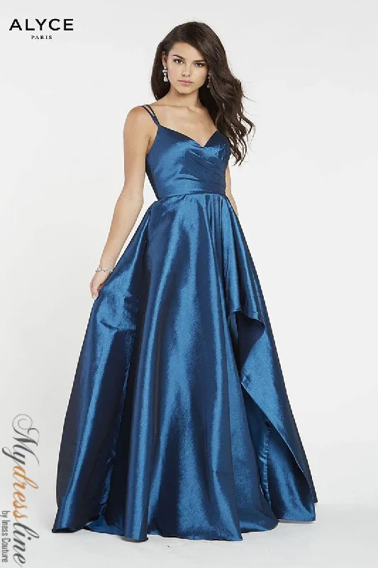 Formal dresses with one - shoulder ruffled straps and sequined bodices for a trendy and eye - catching lookAlyce 60094 Formal dresses with one - shoulder ruffled straps and sequined bodices for a trendy and eye - catching lookAlyce 60094