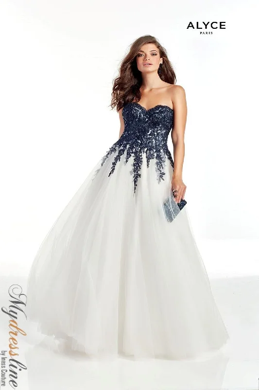 Prom dresses with side - slit skirts and beaded fringes for a glamorous appearanceAlyce 60890 Prom dresses with side - slit skirts and beaded fringes for a glamorous appearanceAlyce 60890