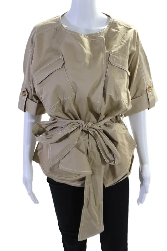 Shearling - lined women's leather coats for ultimate warmth and luxuryBadgley Mischka Womens Button Down Long Sleeve Basic Coat Beige 10 Shearling - lined women's leather coats for ultimate warmth and luxuryBadgley Mischka Womens Button Down Long Sleeve Basic Coat Beige 10