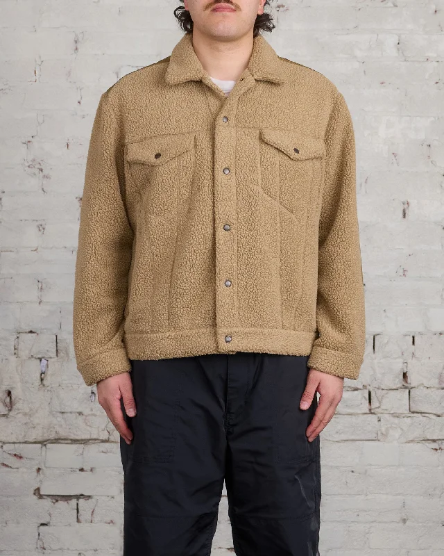 Women's long - sleeve wool coats in a houndstooth pattern for a classic charmCOMME des GARÇONS HOMME Heavy Boa Fleece Trucker Jacket Beige Women's long - sleeve wool coats in a houndstooth pattern for a classic charmCOMME des GARÇONS HOMME Heavy Boa Fleece Trucker Jacket Beige