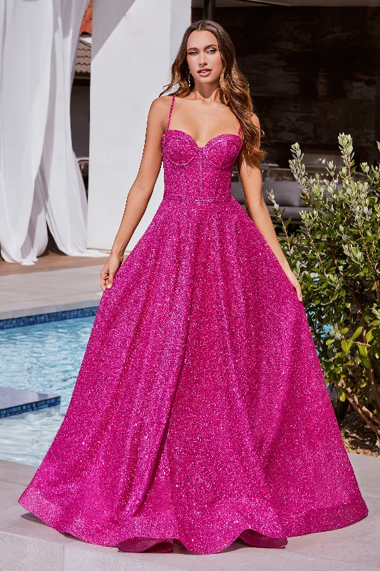 Cinderella Divine S483 Glittered Long Prom Ball Gown