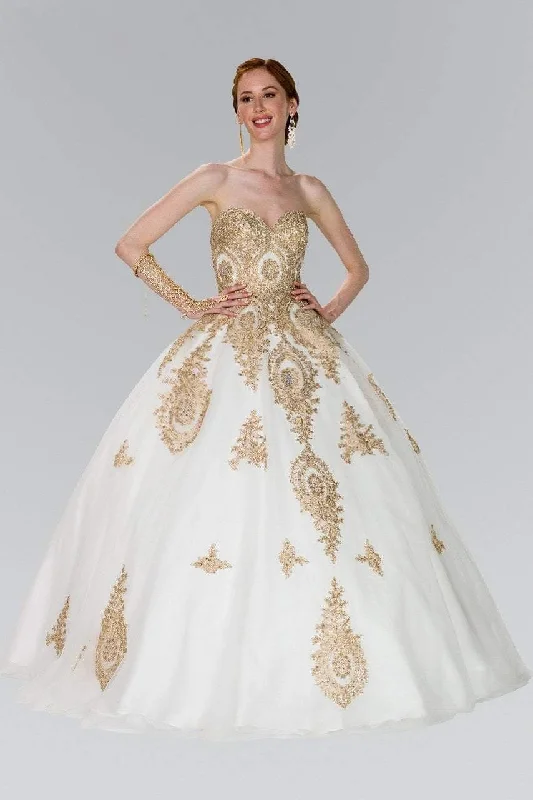 Elizabeth K - GL2379 Strapless Sweetheart Gilt Lace Ballgown