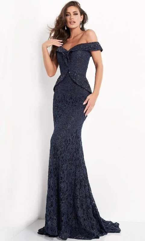 Prom dresses with lace - trimmed hems and off - the - shoulder necklines for a delicate lookJovani - 05059 Embellished Lace Off Shoulder Sheath Dress Prom dresses with lace - trimmed hems and off - the - shoulder necklines for a delicate lookJovani - 05059 Embellished Lace Off Shoulder Sheath Dress