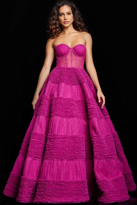 Bodycon dress with a pleated bodice​Jovani 37157 Long Formal Prom Ball Gown