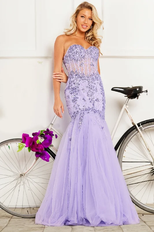 Bodycon dress with a ruffled trim​Jovani 37249 Long Formal Prom Dress