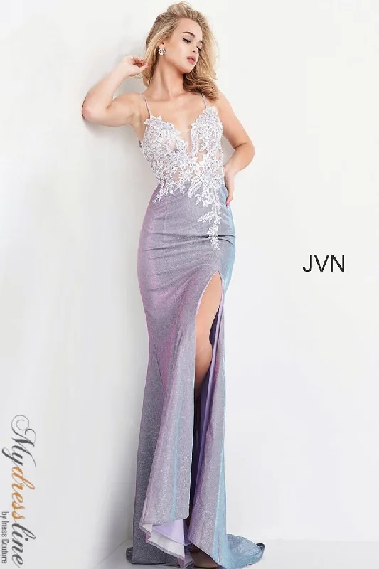 Prom dresses with one - shoulder designs and feather accents for a bold statementJovani JVN06454 Prom dresses with one - shoulder designs and feather accents for a bold statementJovani JVN06454