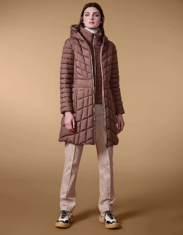 Women's longline double - breasted camel coats for a sophisticated lookLatitude Flare Double Up Puffer Women's longline double - breasted camel coats for a sophisticated lookLatitude Flare Double Up Puffer