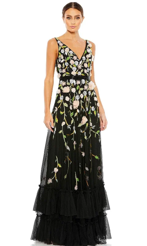 Prom dresses with cold - shoulder ruffled sleeves and floral prints for a romantic and fashionable styleMac Duggal 9171 - Floral Applique A-Line Evening Gown Prom dresses with cold - shoulder ruffled sleeves and floral prints for a romantic and fashionable styleMac Duggal 9171 - Floral Applique A-Line Evening Gown
