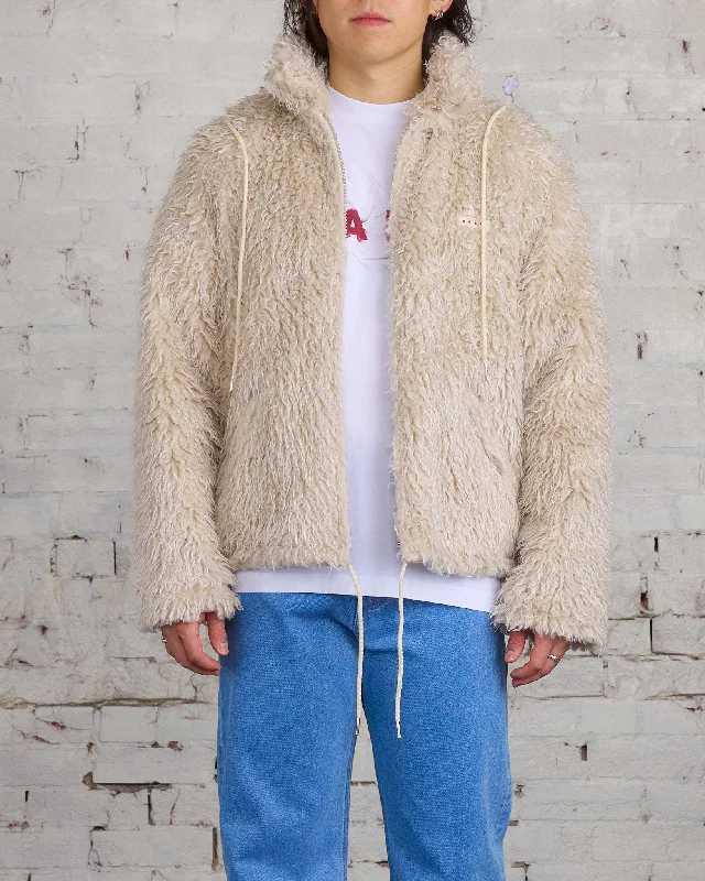 Women's cropped leather coats with silver studs for an edgy lookMarni Long Pile Shaggy Faux Fur Jacket Glass Beige Women's cropped leather coats with silver studs for an edgy lookMarni Long Pile Shaggy Faux Fur Jacket Glass Beige