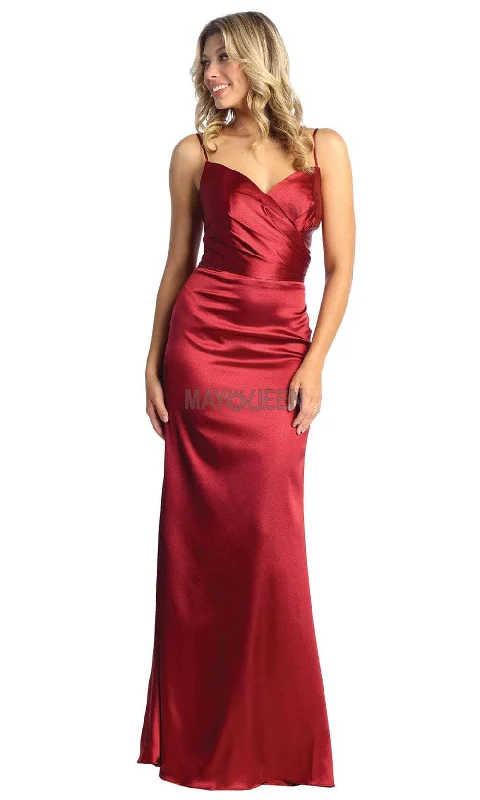 May Queen MQ1931 - Sleeveless V-Neck Sheath Prom Gown