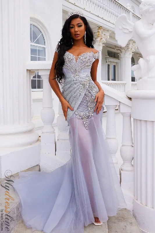 Prom dresses with cold - shoulder cutouts and satin bows for a trendy lookPortia & Scarlett PS22959 Prom dresses with cold - shoulder cutouts and satin bows for a trendy lookPortia & Scarlett PS22959