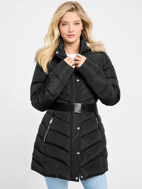 Mid - length women's down coats in a slim fit for a modern and sleek appearanceStevie Hooded Puffer Coat Mid - length women's down coats in a slim fit for a modern and sleek appearanceStevie Hooded Puffer Coat