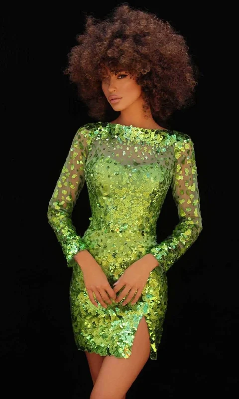 Sheath cocktail dresses in blush pink for a romantic lookTarik Ediz 51135 - Long Sleeve Sequin Cocktail Dress Sheath cocktail dresses in blush pink for a romantic lookTarik Ediz 51135 - Long Sleeve Sequin Cocktail Dress