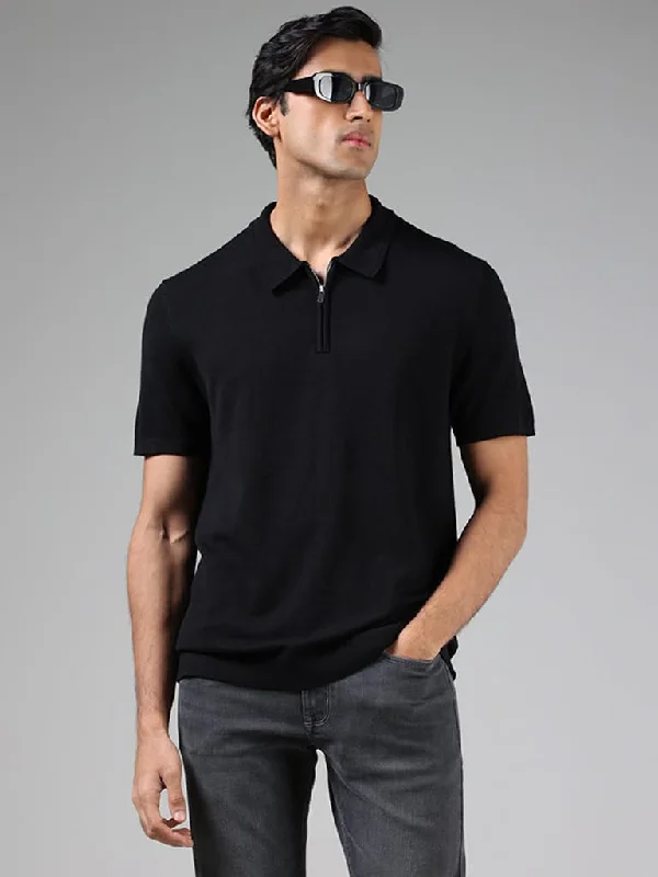 Solid Color Women Shorts in Bright Hues for a Bold StatementAscot Black Relaxed-Fit Polo Zipper T-Shirt Solid Color Women Shorts in Bright Hues for a Bold StatementAscot Black Relaxed-Fit Polo Zipper T-Shirt