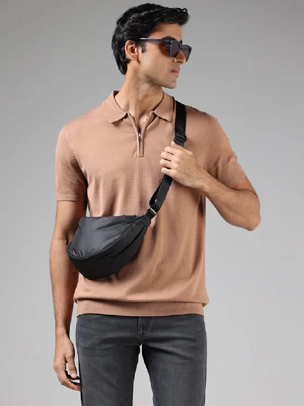 Ruffled Hem Women Shorts to Add a Feminine TouchAscot Brown Relaxed-Fit Polo Zipper T-Shirt Ruffled Hem Women Shorts to Add a Feminine TouchAscot Brown Relaxed-Fit Polo Zipper T-Shirt