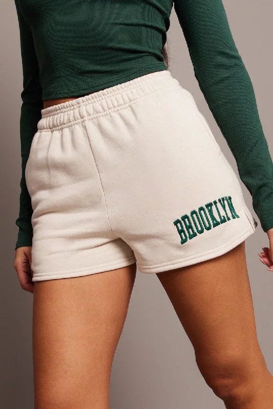 Linen Women Shorts for Breathable Comfort in Hot WeatherBeige Track Shorts High Rise Elastic Waist Linen Women Shorts for Breathable Comfort in Hot WeatherBeige Track Shorts High Rise Elastic Waist