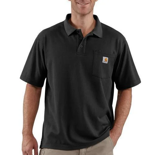 Loose fit midweight short-sleeve pocket polo - Black