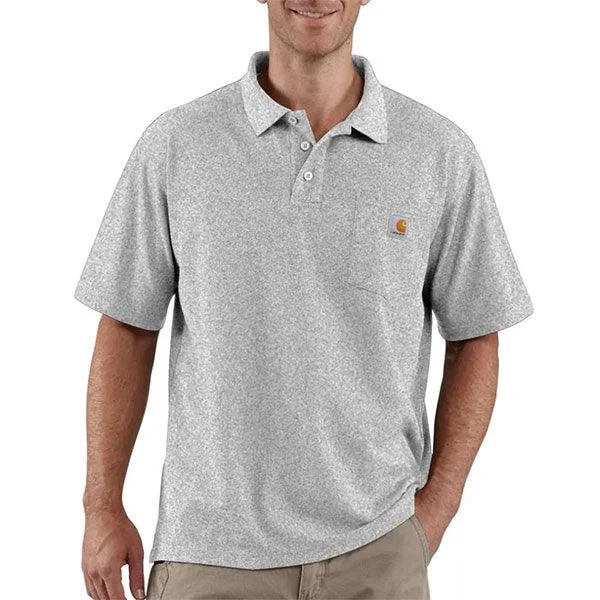 K570 - Loose fit midweight short-sleeve pocket polo - Heather Grey