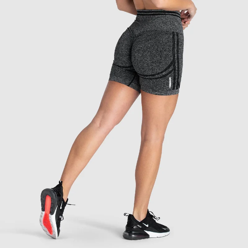 Tie - Waist Women Shorts for a Customizable FitDYE Scrunch Seamless Shorts - Black Marl Tie - Waist Women Shorts for a Customizable FitDYE Scrunch Seamless Shorts - Black Marl
