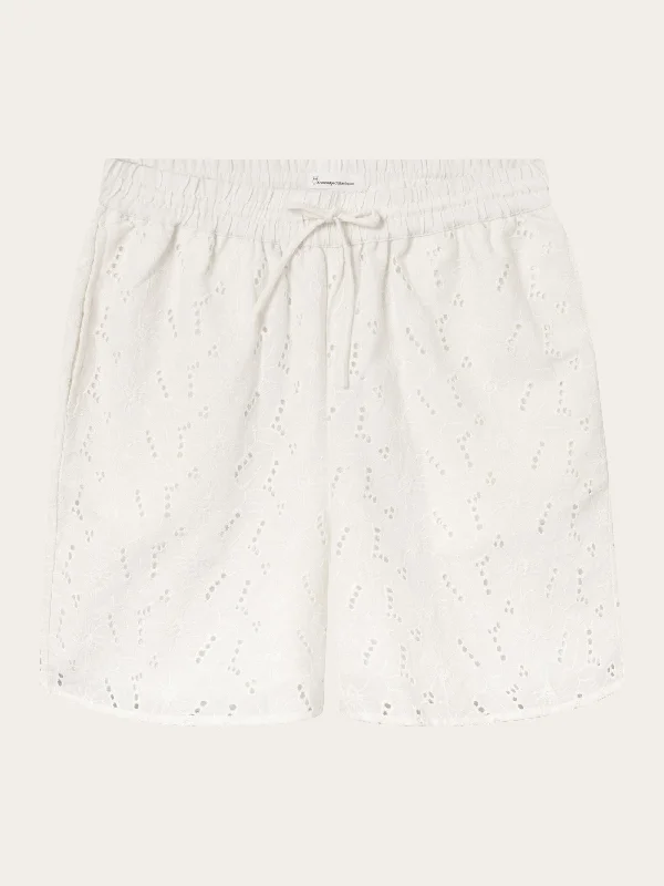 Twill Women Shorts with a Smooth Texture and DurabilityEmbroidery anglaise shorts - Egret Twill Women Shorts with a Smooth Texture and DurabilityEmbroidery anglaise shorts - Egret