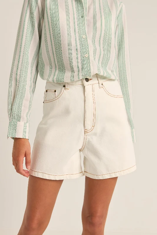Bermuda Women Shorts for a Classic and Sophisticated LookEscape Denim Short Cream
