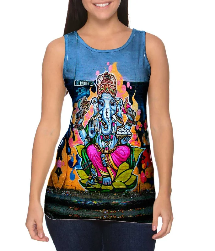 Women's Sleeveless Ribbed Tank Tops for a Trendy LookIndia - "Ganesha Hindu God"