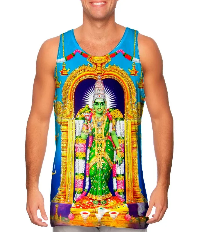 Women's Spaghetti Strap Tank Tops with Geometric PatternsIndia - "Goddess Meenakshi" Women's Spaghetti Strap Tank Tops with Geometric PatternsIndia - "Goddess Meenakshi"