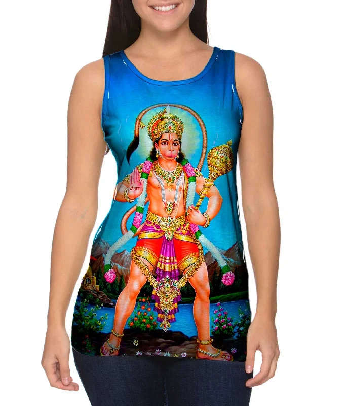 Crew Neck Women's Sustainable Tank Tops Made from Recycled MaterialsIndia - "Hanuman the Great" Crew Neck Women's Sustainable Tank Tops Made from Recycled MaterialsIndia - "Hanuman the Great"