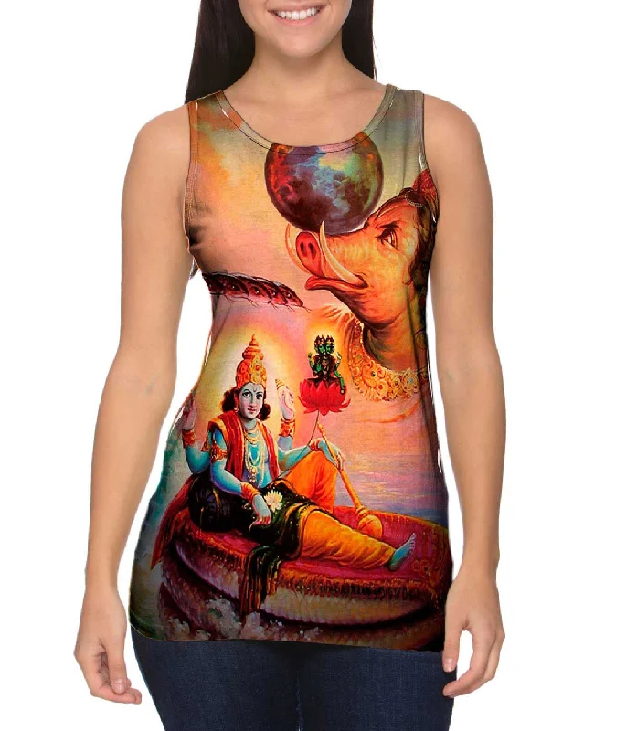 Plunge Neck Women's Seamless Tank Tops for a Smooth FitIndia - "Hindu God Lord"