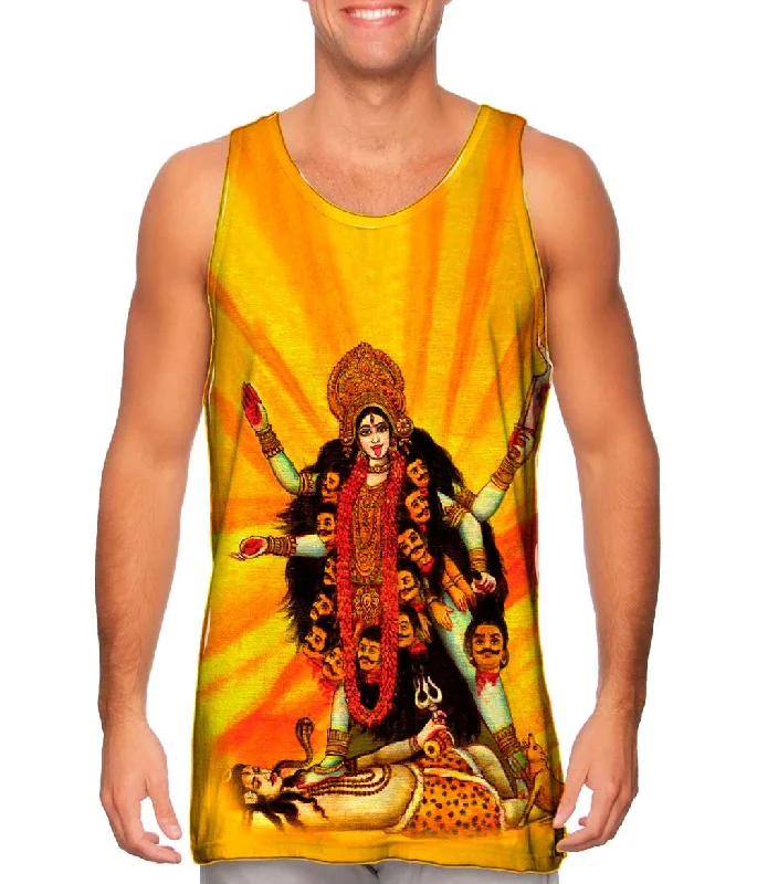 Plus Size Women's Embroidered Tank Tops in Boho StylesIndia Hindu - "Goddess Kali"