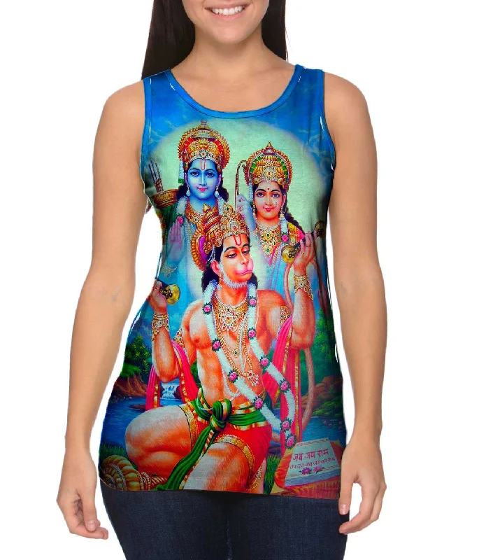 One - Shoulder Women's Rayon Blend Tank Tops for a Flowy LookIndia - "Hindu Monkey God" One - Shoulder Women's Rayon Blend Tank Tops for a Flowy LookIndia - "Hindu Monkey God"