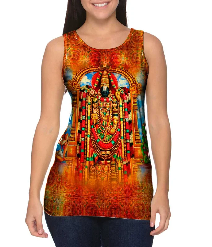 Mock Neck Women's Performance Tank Tops for CyclingIndia Hindu - "Temple Deity"