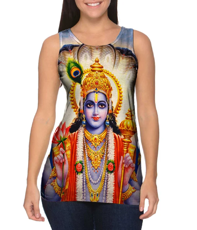 Crew Neck Women's Sustainable Tank Tops Made from Recycled MaterialsIndia - "Lord Balarama" Crew Neck Women's Sustainable Tank Tops Made from Recycled MaterialsIndia - "Lord Balarama"