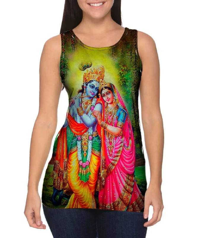 Plunge Neck Women's Seamless Tank Tops for a Smooth FitIndia - "Lover of Krishna"