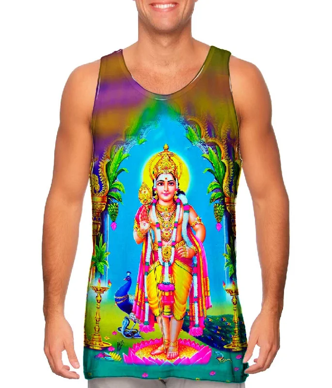Plus Size Women's Puff - Sleeve Tank Tops in Pastel HuesIndia - "Muruga Hindu God"
