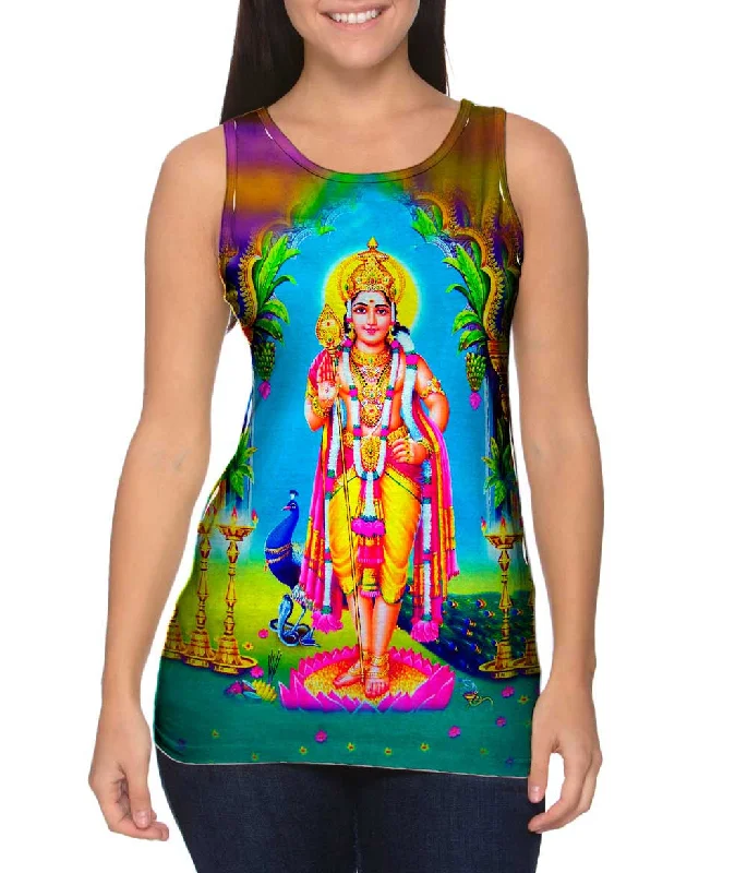 One - Shoulder Women's Rayon Blend Tank Tops for a Flowy LookIndia - "Muruga Hindu God" One - Shoulder Women's Rayon Blend Tank Tops for a Flowy LookIndia - "Muruga Hindu God"