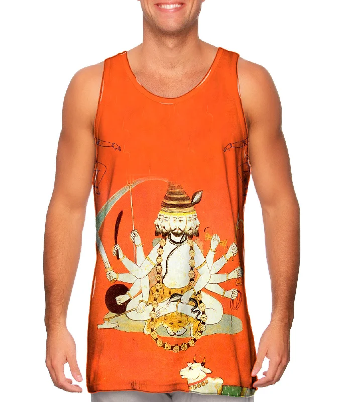 Plus Size Women's Criss - Cross Back Tank Tops in Neon ColorsIndia - "Shiva With Sacred Bull" Plus Size Women's Criss - Cross Back Tank Tops in Neon ColorsIndia - "Shiva With Sacred Bull"