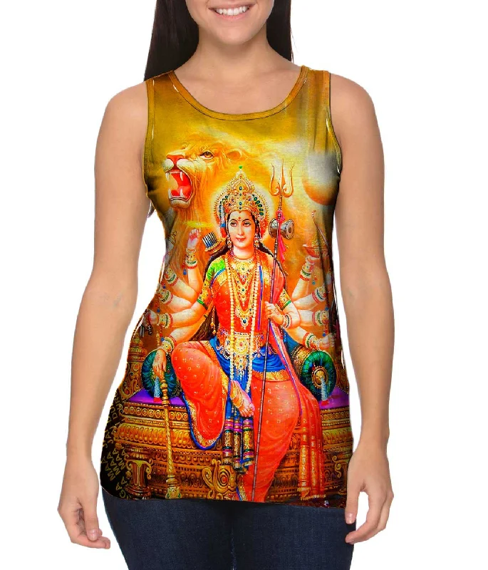 Women's Sleeveless Ribbed Tank Tops for a Trendy LookIndia - "The Great Lion Durga"